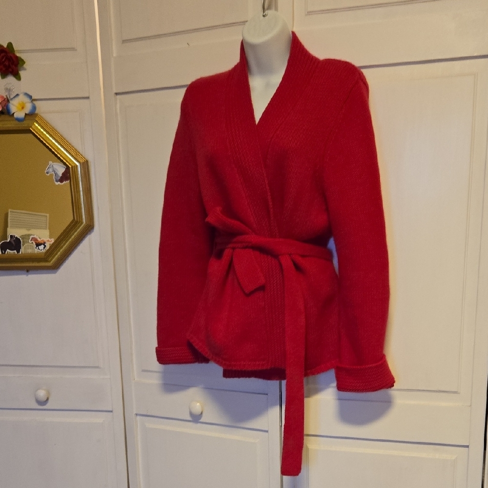 Tommy Hilfiger Lambswool Wrap Cardigan BRIGHT PINK Women's XL